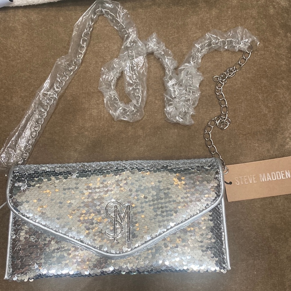 Steve Madden BGLAMY Silver Clutch